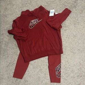 Nike Burgundy Sweatshirt and Leggings Set
